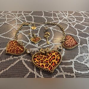 Betsey Johnson Leopard necklace and earring set.